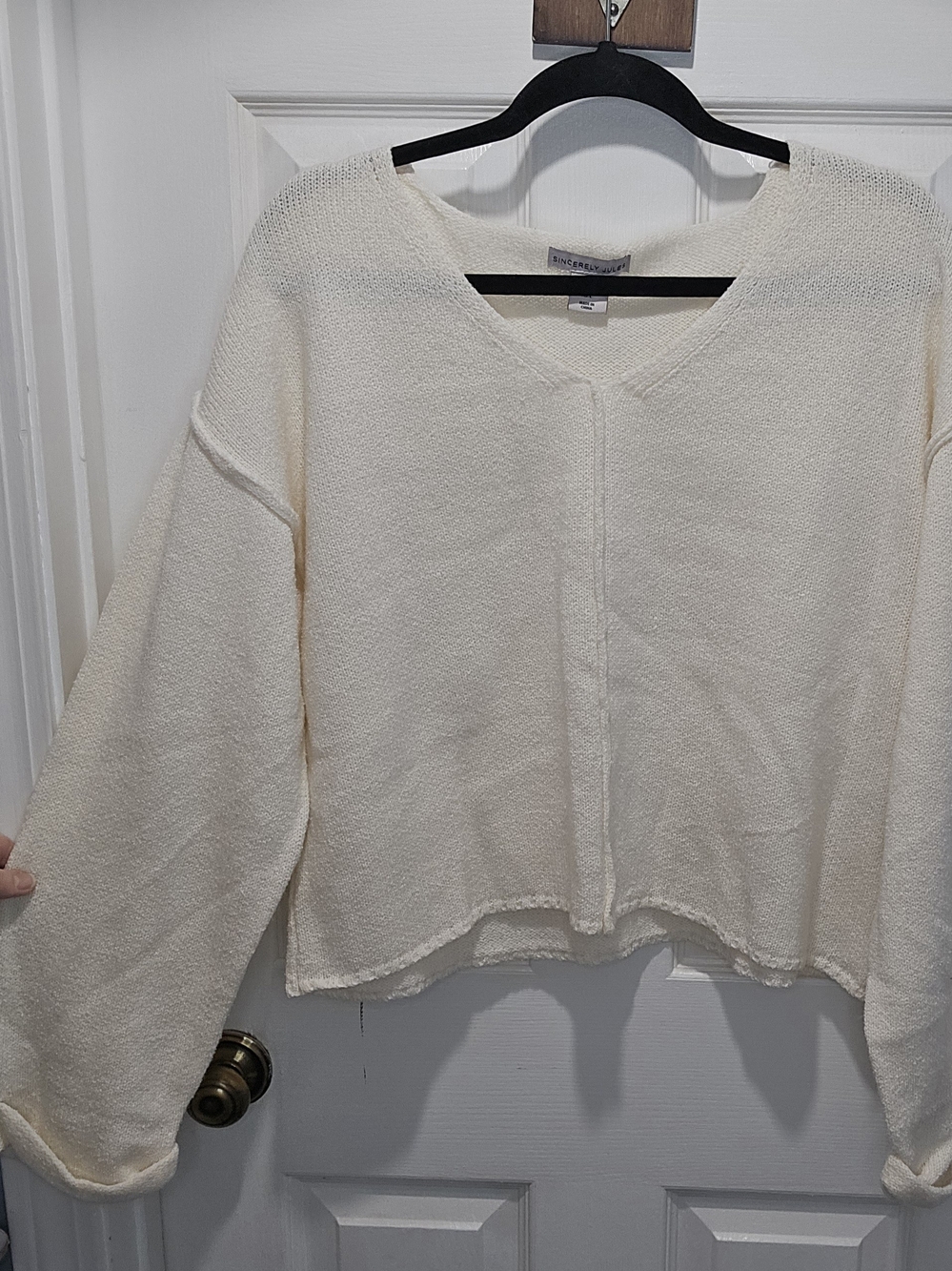 Sincerely Jules Cream V-Neck Oversized Knit Sweater